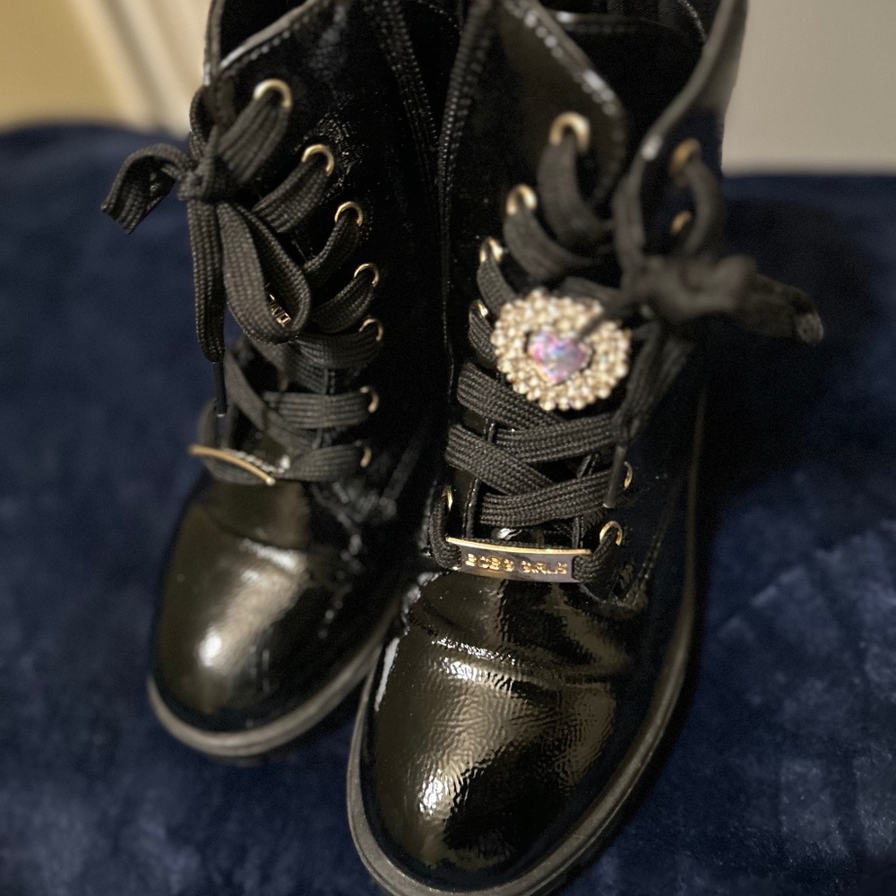 BCBG Girls Black Lace Up Boots - Picture 1 of 4